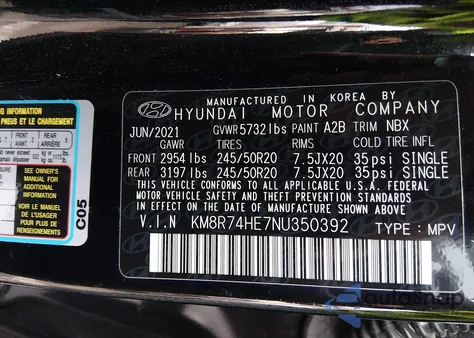 2022 Hyundai Palisade Calligraphy из США, поврежденный, VIN KM8R74HE7NU350392